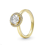 Anillo de plata 925 chapado en oro nuevo 2024 con circonita brillante y doble banda en forma de corazón para mujer, anillo Pandor original, joyería fina