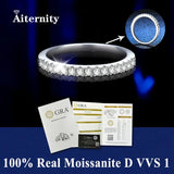 Moissanite Wedding Band – 925 Sterling Silver Diamond-Test Pass Ring for Women