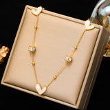 316L Stainless Steel Clover Necklace for Women - Elegant Zircon Flower Pendant Chain