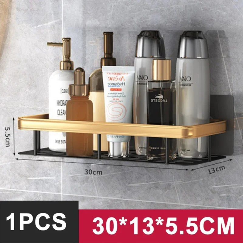 Estante de almacenamiento de aluminio para baño y cocina montado en la pared