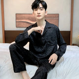 Men’s Silk Satin Pajama Set – Lightweight Luxury Sleepwear with Turn-Down Collar