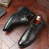 Men’s Zip-Up Punk Chelsea Boots – Pointed Toe PU Leather Ankle Boots for Spring & Autumn