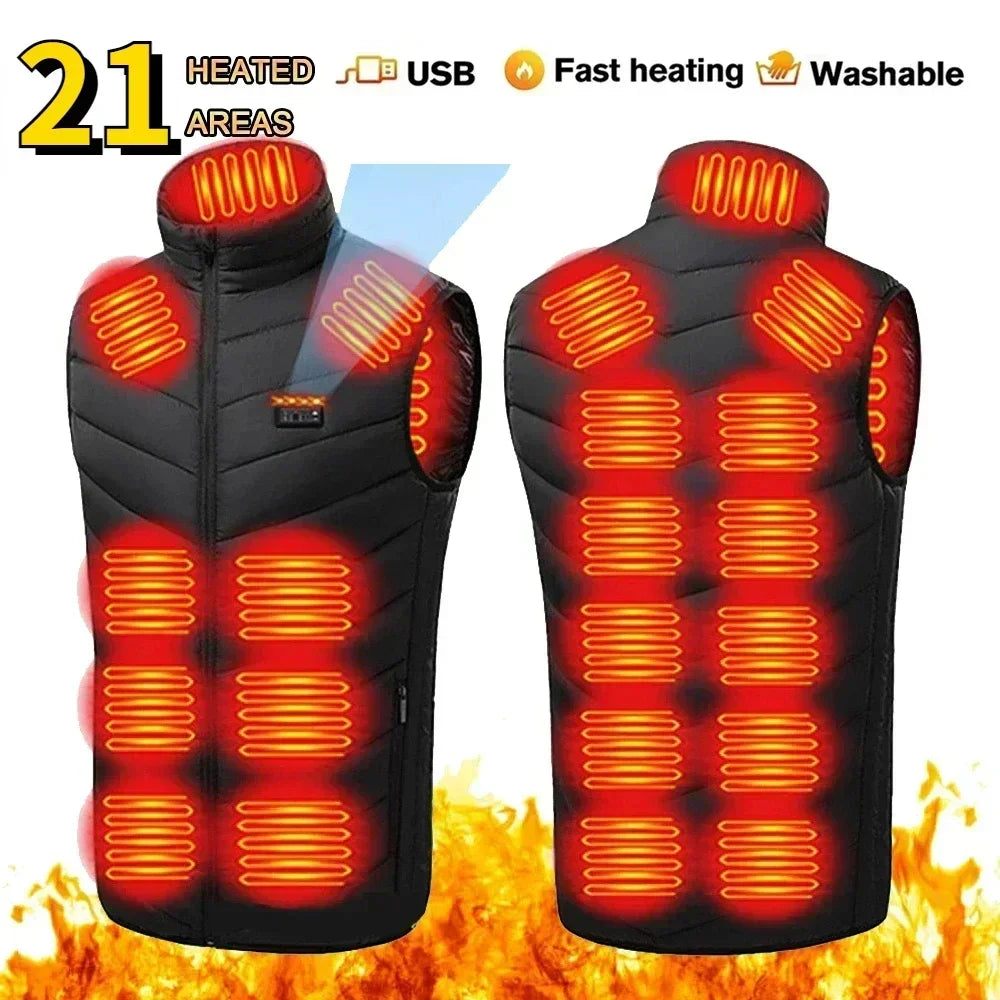 Men’s USB Heated Vest – Infrared Thermal Sleeveless Jacket for Winter Hiking & Outdoor Warmth