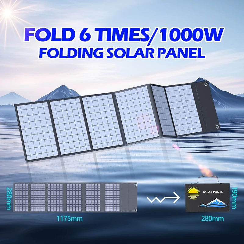 1000W Foldable Solar Panel Charger – Portable Power Supply for Camping & Outdoor Devices