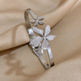 Trendy Gold Flower Cuff Bracelet for Women