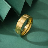 Hebrew Engraved Shema Ring - Stainless Steel Jewish Wedding Band with 18K Gold Plating