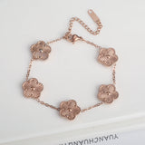 Adjustable Five-Flower Stainless Steel Bracelet for Women