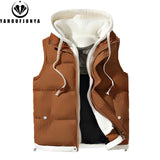 Men’s Hooded Fleece Vest with Zipper – Casual Winter Sleeveless Jacket with Pockets