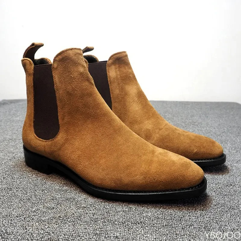 Men’s Suede Chelsea Boots – Slip-On Ankle Dress Boots for Spring & Autumn