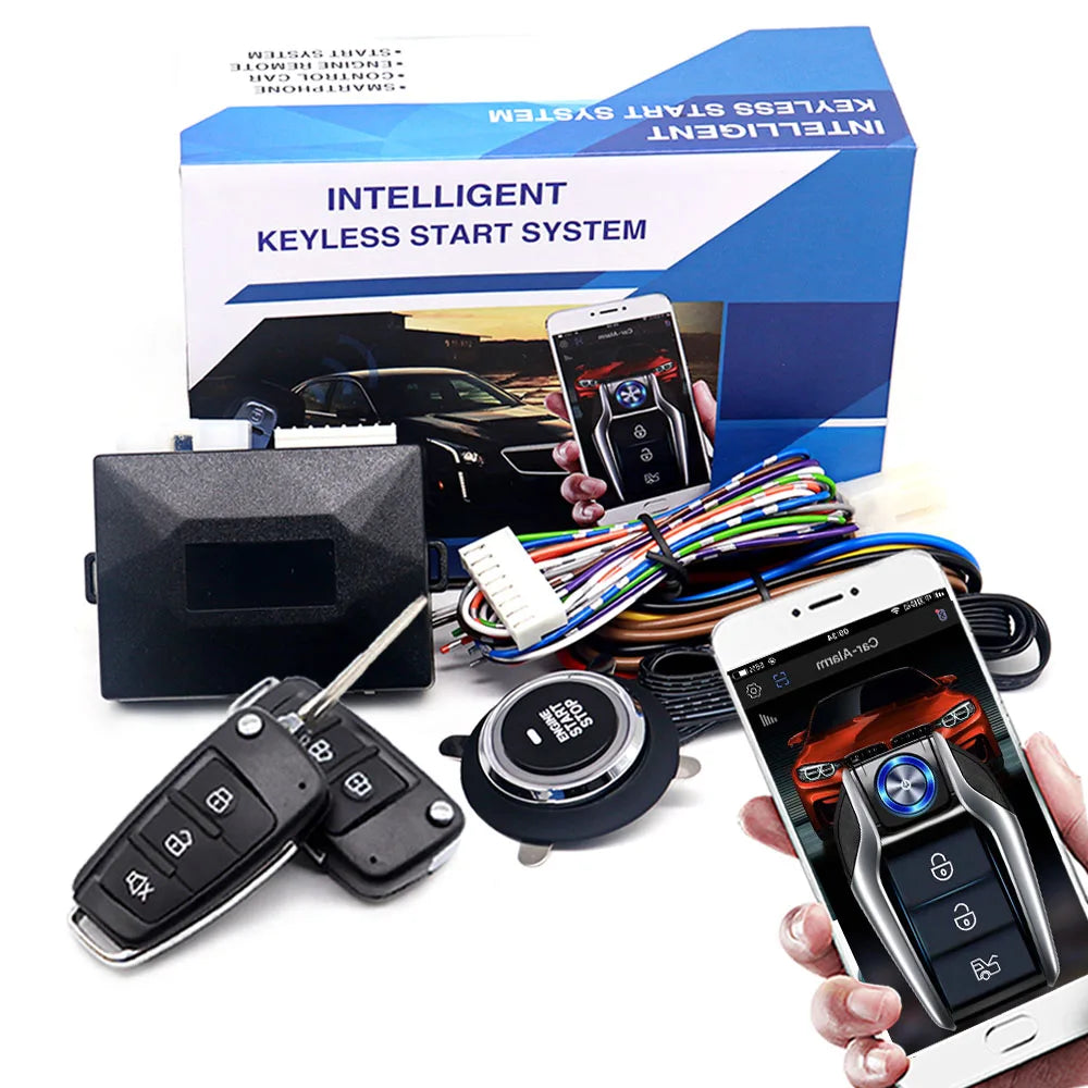 Smart Car Keyless Entry & Push Start System with Remote Engine Start and Anti-Theft Features