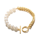 Pulsera de acero inoxidable con dijes de moda para mujer: diseño de plantas con cierre de pinza de langosta