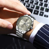 Men's Luxury Stainless Steel Watch – Waterproof, Luminous, Date & Week Display