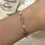 Sweet Daisy Flower Charm Bracelet for Women – Trendy Minimalist Floral Aesthetic Jewelry for Weddings & Parties
