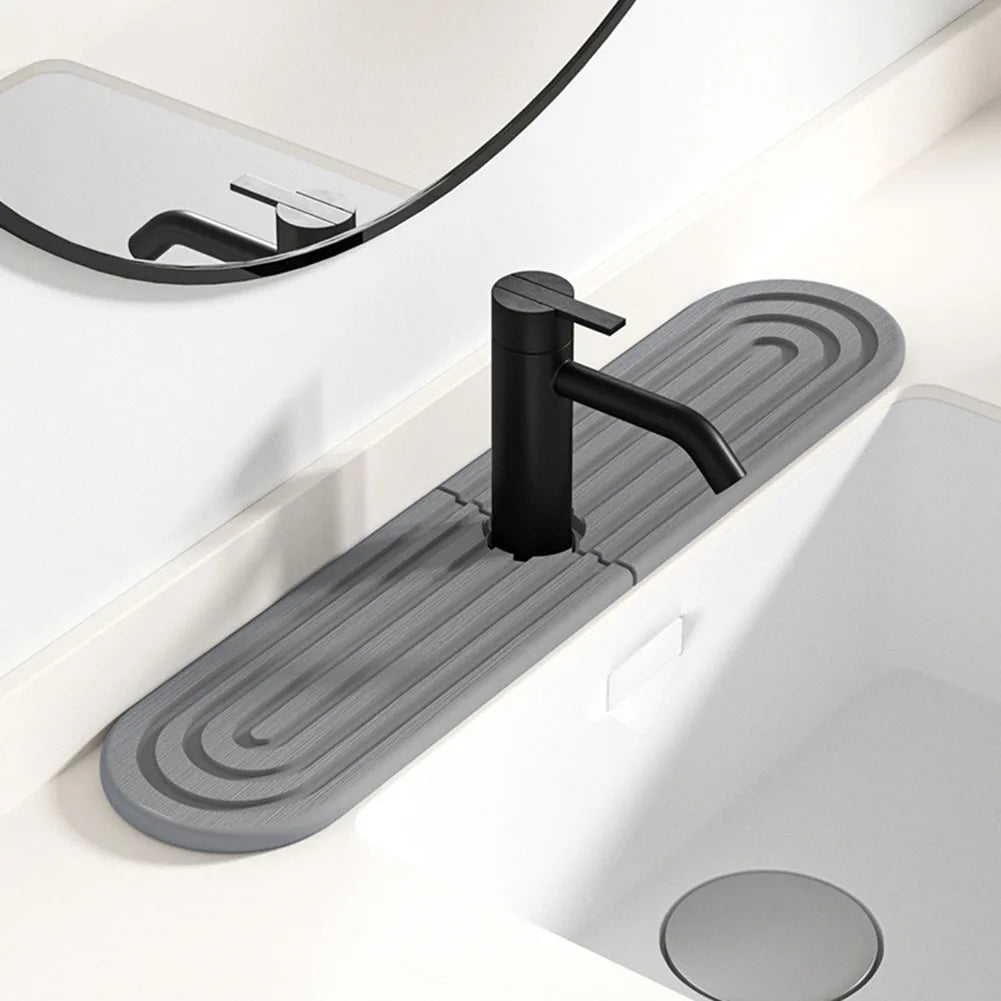 Alfombrilla de diatomita para grifo de fregadero: rejilla para cocina y baño de secado rápido, absorbente y resistente a salpicaduras