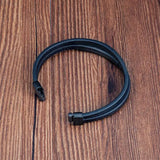 Men's Genuine Leather Bracelet - Stainless Steel Double-Layer Braided Bangle