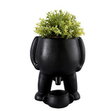 Funny Ceramic Peeing Planter with Artificial Plant for Desktop Decoration