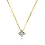 18K Gold Plated Four Leaf Clover Necklace for Women - Stainless Steel Zircon Collar Chain