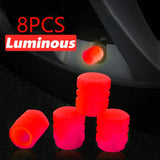 Glow-in-the-Dark Red Tire Valve Caps – Fluorescent Stem Covers for Cars, Motorcycles & Bicycles