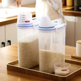 Recipiente de cocina con taza medidora para almacenar arroz y cereales de 2 l
