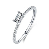 Trumium 2mm 925 Sterling Silver Rings For Women Zircon Inlaid Half Eternity Stacktable Ring Fine Jewelry for Wedding Anniversary