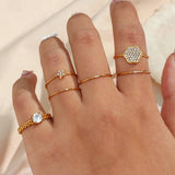 Elegant 18K Gold Plated Stainless Steel CZ Ring – Tarnish-Free, Hypoallergenic Wedding Band for Women