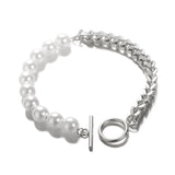 Pulsera de acero inoxidable con dijes de moda para mujer: diseño de plantas con cierre de pinza de langosta