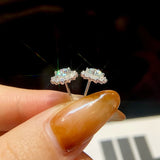 0.5CT Moissanite Sunflower Stud Earrings - 925 Sterling Silver Halo Jewelry