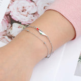 Pulsera con dijes de Palestina: pulsera de acero inoxidable de doble capa para mujer, diseño geométrico moderno