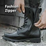 Men’s PU Leather Safety Boots – Stylish Platform Ankle Boots with Waterproof and Metal Toe Cap