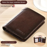 Men’s RFID Blocking Genuine Leather Wallet – Slim Trifold with Card, Coin & SIM Holder