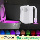 Motion Sensor LED Toilet Night Light with 8/16 Color Options