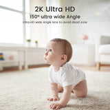 Monitor para bebés XIAOVV 2K HD: detección de llanto, visión nocturna a todo color, rotación de 360°, cámara WiFi 