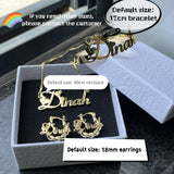 Personalized Jewelry Set - Custom Name Necklace, Bangles & Hoop Earrings