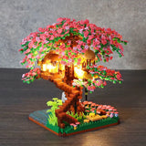DIY Sakura Tree Building Blocks Set with LED Lights - Cherry Blossom Model Kit for Adults & Kids