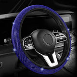 Funda para volante con brillantes diamantes de imitación, antideslizante, interior de franela, ajuste universal (37-38 cm)