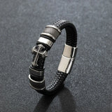 Men's Geometric Leather Bracelet with Zinc Alloy Magnet Clasp – Hiphop/Rock Fashion Accessory