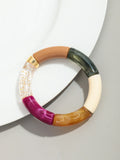 Pulsera de cuentas acrílicas bohemias para mujer: dije geométrico, moderna y liviana