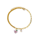 Pulsera de acero inoxidable con dijes de moda para mujer: diseño de plantas con cierre de pinza de langosta