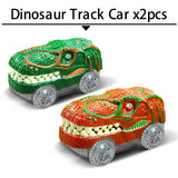 Juego de pista de carreras de dinosaurios con volcán que genera niebla: kit de tren de escalada a batería para niños