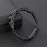 Men's Geometric Leather Bracelet with Zinc Alloy Magnet Clasp – Hiphop/Rock Fashion Accessory