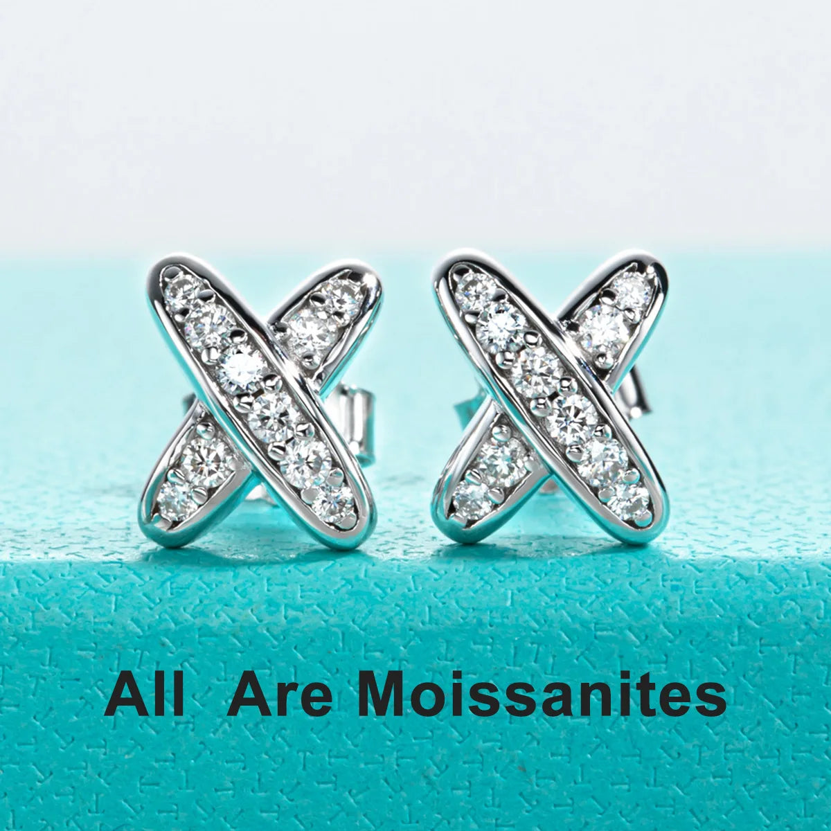 D Color Moissanite Stud Earrings – 925 Sterling Silver Cross Earrings with GRA Certificate
