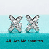 D Color Moissanite Stud Earrings – 925 Sterling Silver Cross Earrings with GRA Certificate