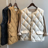 Women’s Cotton Padded Vest – Lightweight Casual Outerwear with Pockets for Autumn & Winter