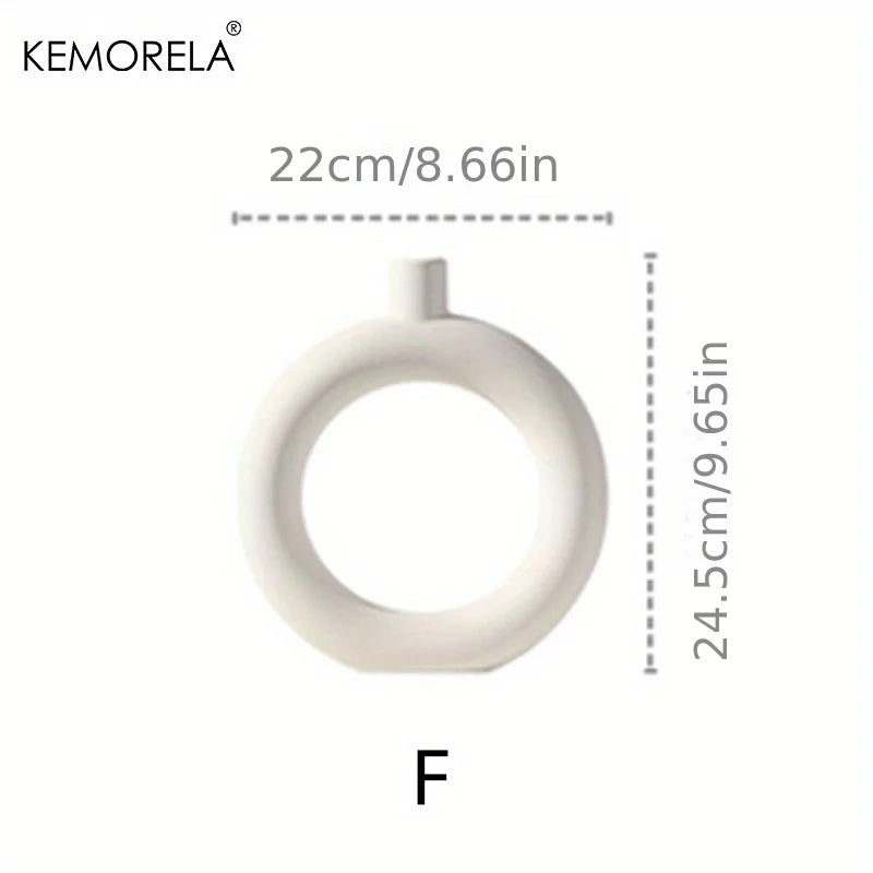 Nordic Hollow Ceramic Vase – Modern Donut-Shaped Decor for Elegant Spaces