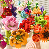 3D Flower Building Blocks – Sunflower & Rose Bouquet Bricks Kit for DIY Home Decor, Educational Toys for Kids and Adults