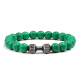 Pulsera de piedra volcánica natural para hombre, cuentas de lava negra mate y blanca, pulseras con abalorios con mancuernas, joyería de fitness con barra para mujer