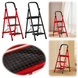 3-Step Folding Ladder with Handrail - 300 lb Capacity Steel Step Stool for Home Use