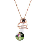 Personalized Photo Projection Necklace with Rose Pendant