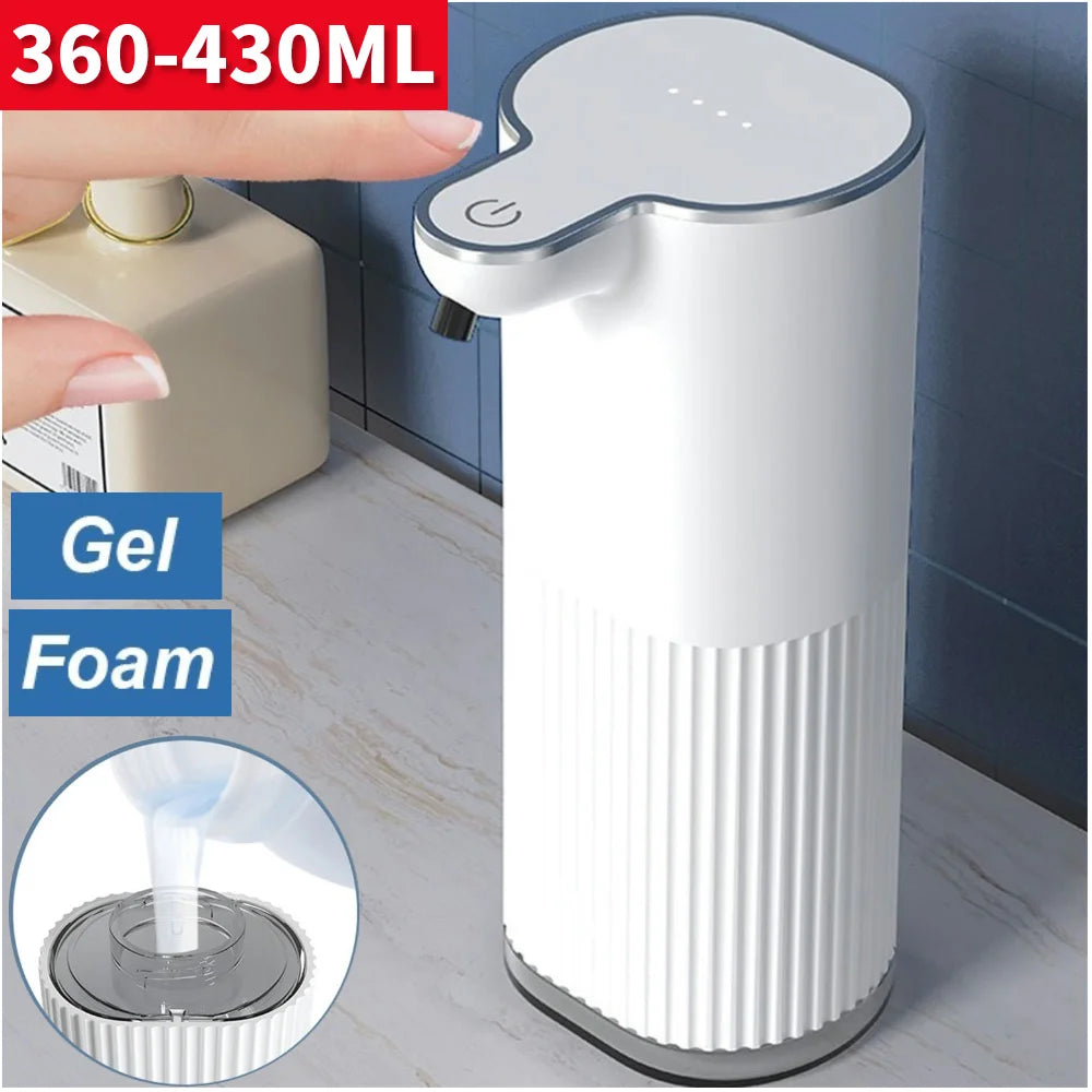 Dispensador automático de jabón en espuma, sin contacto, 360-430 ml, recargable por USB, dispensador de desinfectante de manos ajustable de 4 niveles