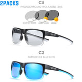 KDEAM Polarized Men's Sunglasses – Square Outdoor Sports Shades, Photochromic Lenses, Non-Slip Nose Pad, Full Accessories (KD530B18)